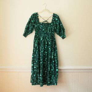 Hill House Home Nesli Nap Dress Emerald Botanical size Small